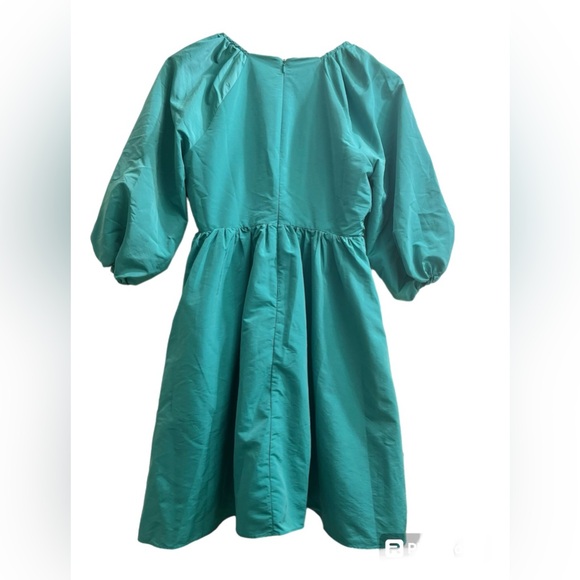 Hyacinth House Emerald Green Tuckernuck XS Ruched V-Neck Genevieve Mini Dress - Picture 4 of 11